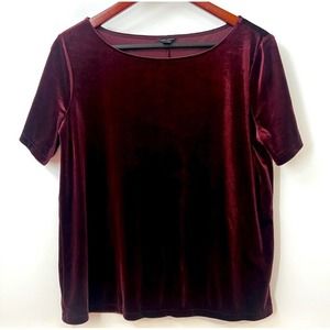 Ann Taylor - Med Red Velvet Blouse Top